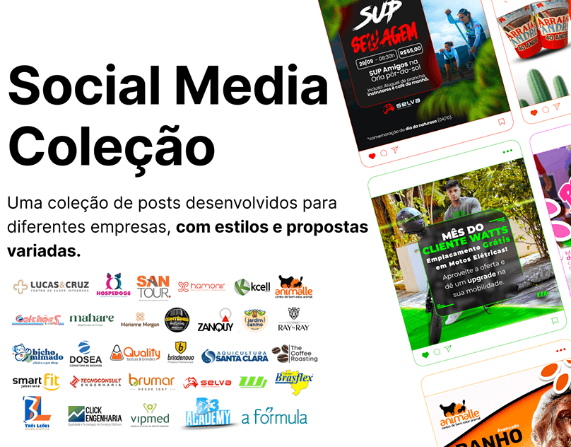 Seleção de peças de social media